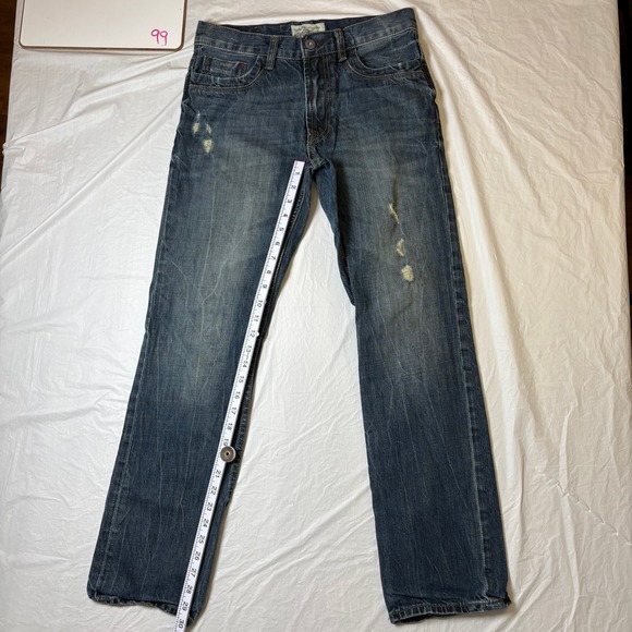Aeropostale Essex Straight Leg Jeans Mens Size 29 32 Blue Distressed Denim - Picture 4 of 9
